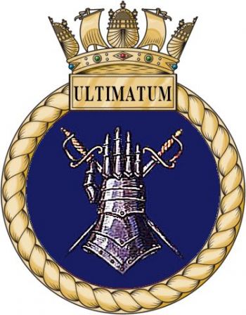 Coat of arms (crest) of the HMS Ultimatum, Royal Navy