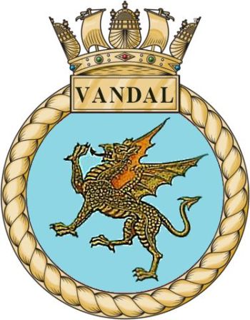 Coat of arms (crest) of the HMS Vandal, Royal Navy