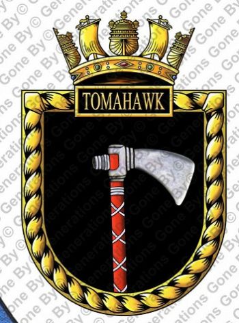 Coat of arms (crest) of the HMS Tomahawk, Royal Navy