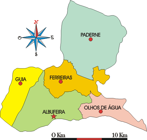 Mapa administrativo do município de Albufeira