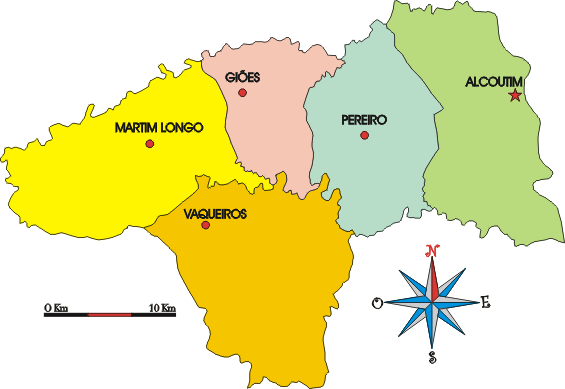 Mapa administrativo do município de Alcoutim
