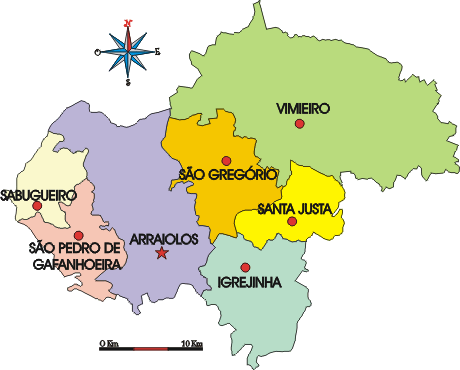 Mapa administrativo do município de Arraiolos