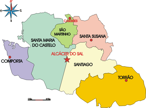 Mapa administrativo do município de Alcácer do Sal