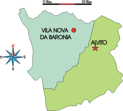 Mapa administrativo do município da Alvito