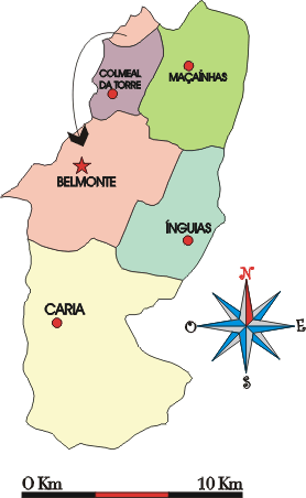 Mapa administrativo do município de Belmonte