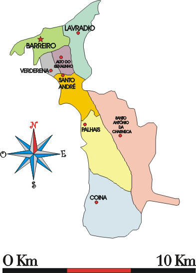 Mapa administrativo do município do Barreiro