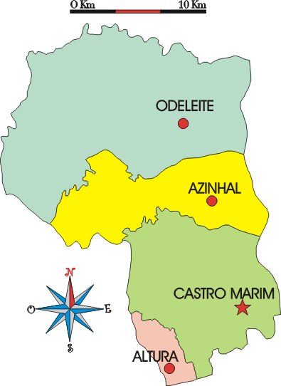 Mapa administrativo do município de Castro Marim