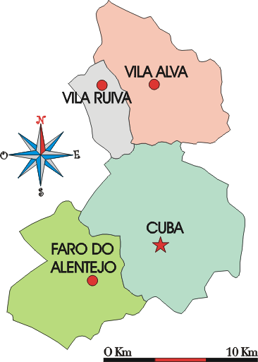 Mapa administrativo do município da Cuba