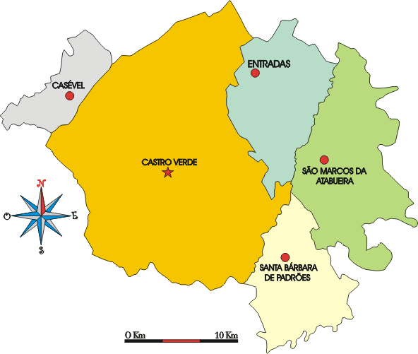 Mapa administrativo do município de Castro Verde