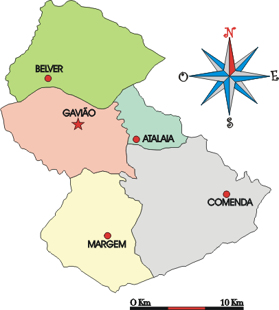 Mapa administrativo do município de Gavião