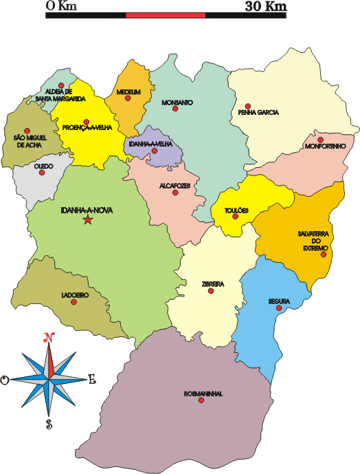 Mapa administrativo do município de Idanha-a-Nova