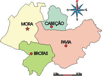 Mapa administrativo do município de Mora