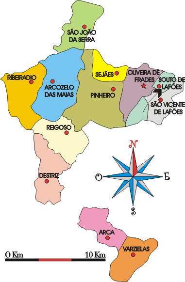 Mapa administrativo do municpio de Oliveira de Frades