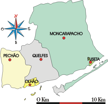 Mapa administrativo do município de Olhão