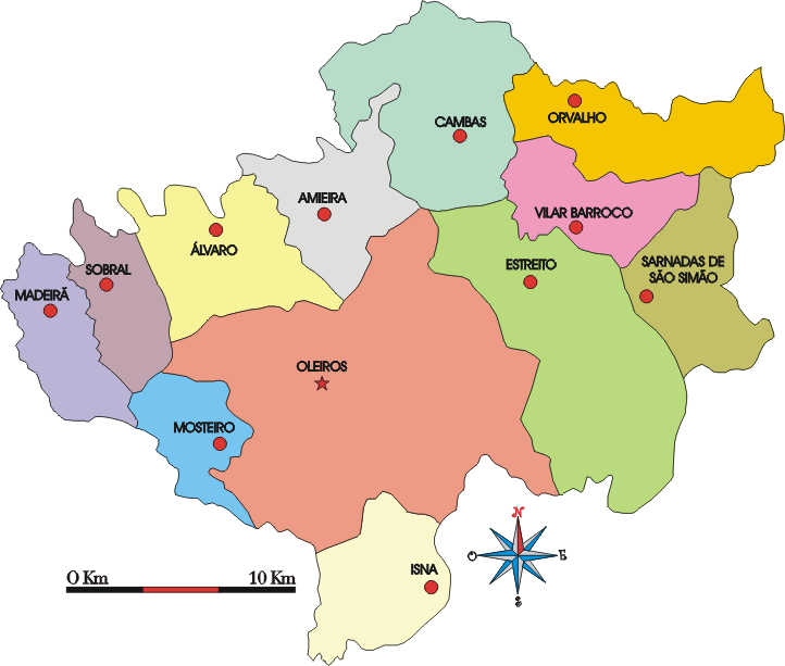 Mapa administrativo do município de Oleiros