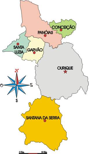 Mapa administrativo do município da Ourique