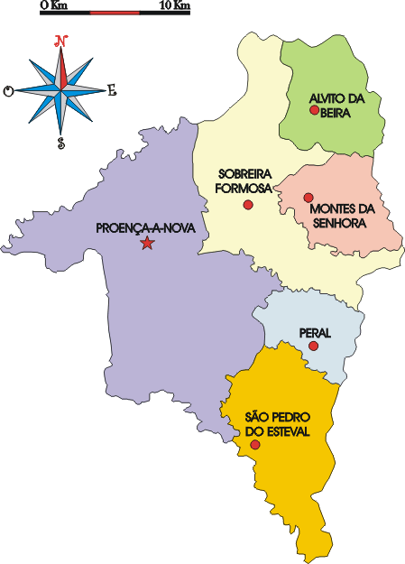 Mapa administrativo do município de Proença-a-Nova
