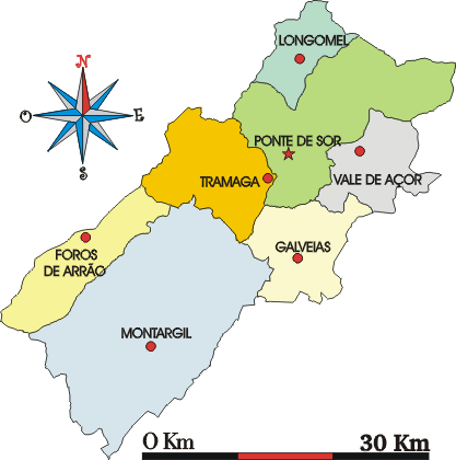 Mapa administrativo do municpio de Ponte de Sor