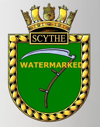 Coat of arms (crest) of the HMS Scythe, Royal Navy