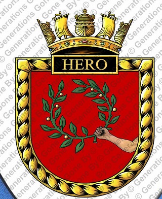 Coat of arms (crest) of the HMS Hero, Royal Navy