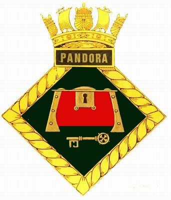 Coat of arms (crest) of the HMS Pandora, Royal Navy