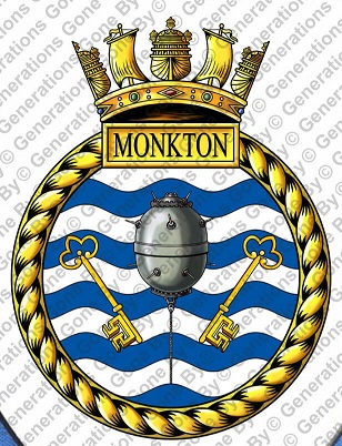 Coat of arms (crest) of the HMS Monkton, Royal Navy