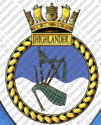 Coat of arms (crest) of the HMS Highlander, Royal Navy