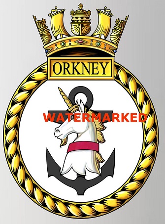 Coat of arms (crest) of the HMS Orkney, Royal Navy