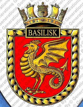 Coat of arms (crest) of the HMS Basilisk, Royal Navy