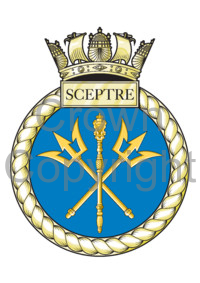 Coat of arms (crest) of the HMS Sceptre, Royal Navy