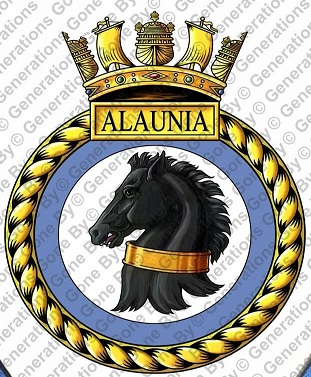 Coat of arms (crest) of the HMS Alaunia, Royal Navy