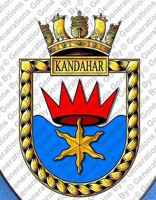 Coat of arms (crest) of the HMS Kandahar, Royal Navy