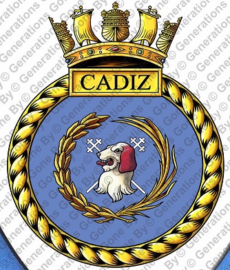 Coat of arms (crest) of the HMS Cadiz, Royal Navy