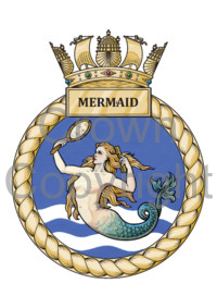 Coat of arms (crest) of the HMS Mermaid, Royal Navy