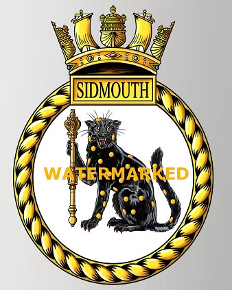 Coat of arms (crest) of the HMS Sidmouth, Royal Navy