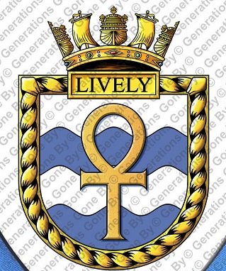 Coat of arms (crest) of the HMS Lively, Royal Navy
