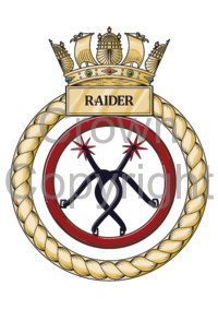 Coat of arms (crest) of the HMS Raider, Royal Navy