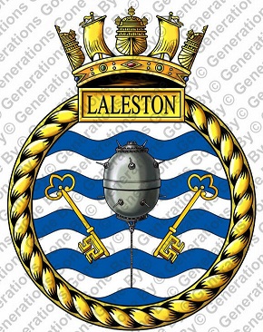Coat of arms (crest) of the HMS Laleston, Royal Navy