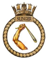 Coat of arms (crest) of the HMS Slinger, Royal Navy