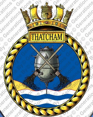 Coat of arms (crest) of the HMS Thatcham, Royal Navy