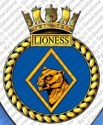 Coat of arms (crest) of the HMS Lioness, Royal Navy