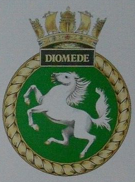Coat of arms (crest) of the HMS Diomede, Royal Navy
