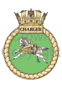 Coat of arms (crest) of the HMS Charger, Royal Navy