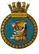 Coat of arms (crest) of the HMS Implacable, Royal Navy