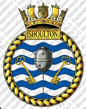 Coat of arms (crest) of the HMS Shoulton, Royal Navy