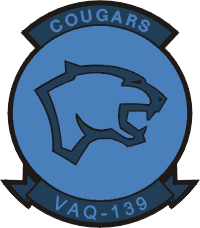 Coat of arms (crest) of the Electronic Attack Squadron (VAQ) - 139 Cougars, US Navy