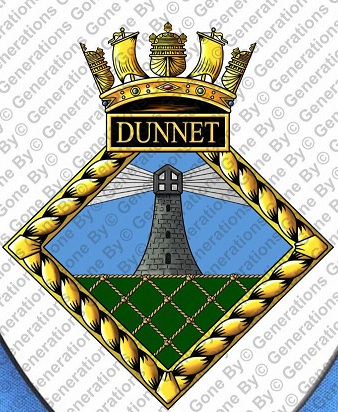 Coat of arms (crest) of the HMS Dunnet, Royal Navy