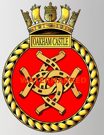 Coat of arms (crest) of the HMS Oakham Castle, Royal Navy