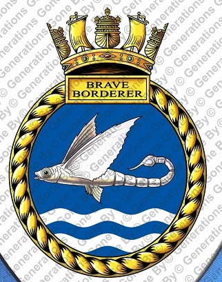 Coat of arms (crest) of the HMS Brave Borderer, Royal Navy
