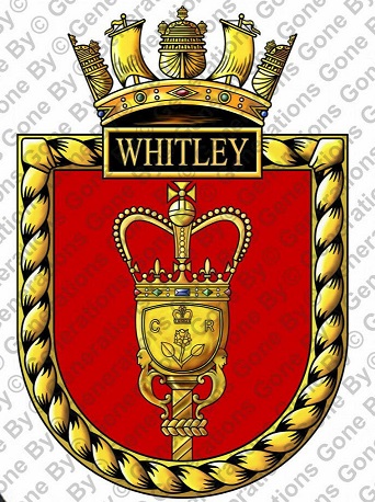 Coat of arms (crest) of the HMS Whitley, Royal Navy